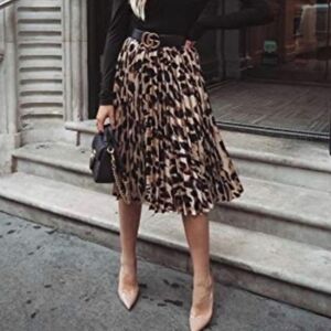 SHEIN Leopard Print Pleated Skirt